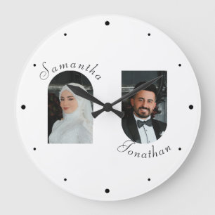 Personalisierte Hochzeitskuppel-Foto-Uhr Große Wanduhr
