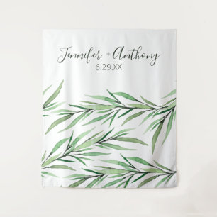 Personalisierte Hochzeitskuppel von Aquarellzweige Wandteppich