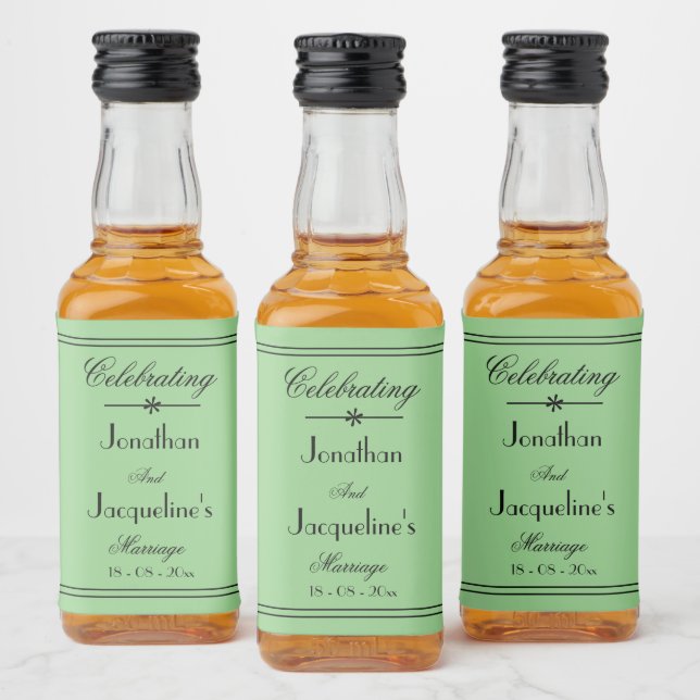 Personalisierte Hochzeitsnamen Vintager Chic Mini Alkoholflaschenetikett (Flaschen)