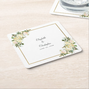 Personalisierte Hochzeitsoße Wasserfarbe Elegante Rechteckiger Pappuntersetzer