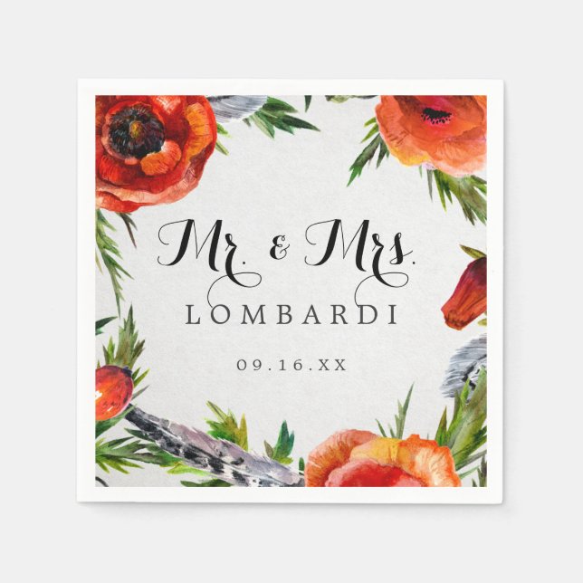 Personalisierte Hochzeitspapiere Napkin Serviette (Vorderseite)