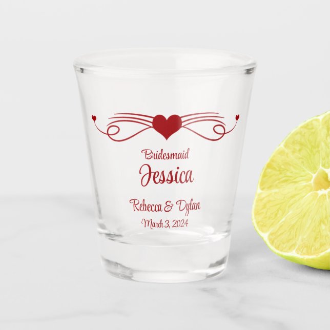 Personalisierte Hochzeitsparty-Brille Schnapsglas (Vorderseite)