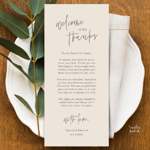Personalisierte Hochzeitsplatz-Karten Danke Karte