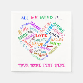 Personalisierte Hochzeitsservietten mit Herz-Liebe Serviette