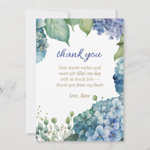 Personalisierte Hochzeitsshower Blue Hydrangea Dankeskarte