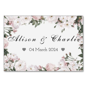 Personalisierte Hochzeitstag Blumenkarte Tischnummer