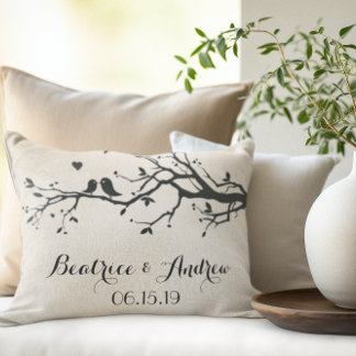 Personalisierte Hochzeitstag Jahrestag Liebesvögel Zierkissen