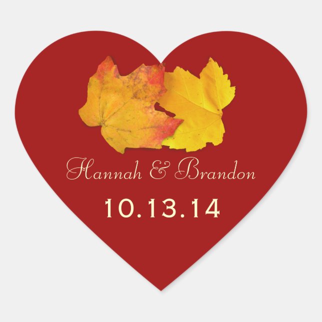 Personalisierte Hochzeitsticker für Rotes Herz-Her Herz-Aufkleber (Vorderseite)