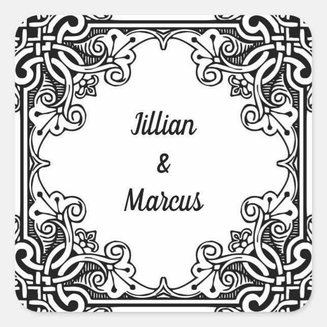 Personalisierte Hochzeitsticker Quadratischer Aufkleber (Vorderseite)