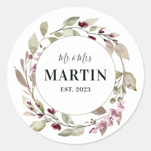 Personalisierte Hochzeitsticker Runder Aufkleber (Vorderseite)