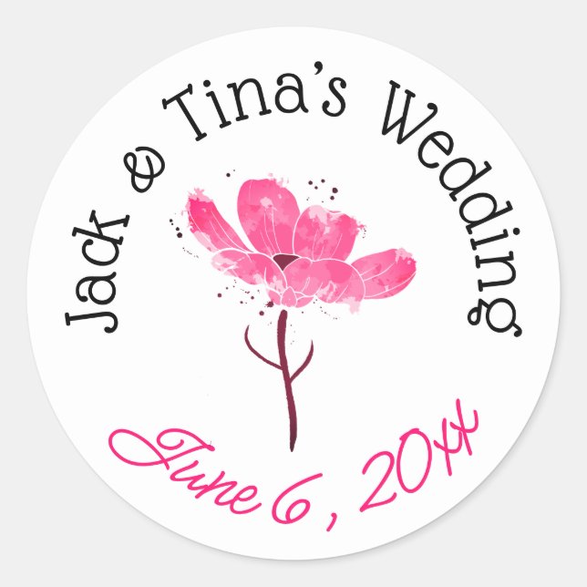 Personalisierte Hochzeitsticker Runder Aufkleber (Vorderseite)