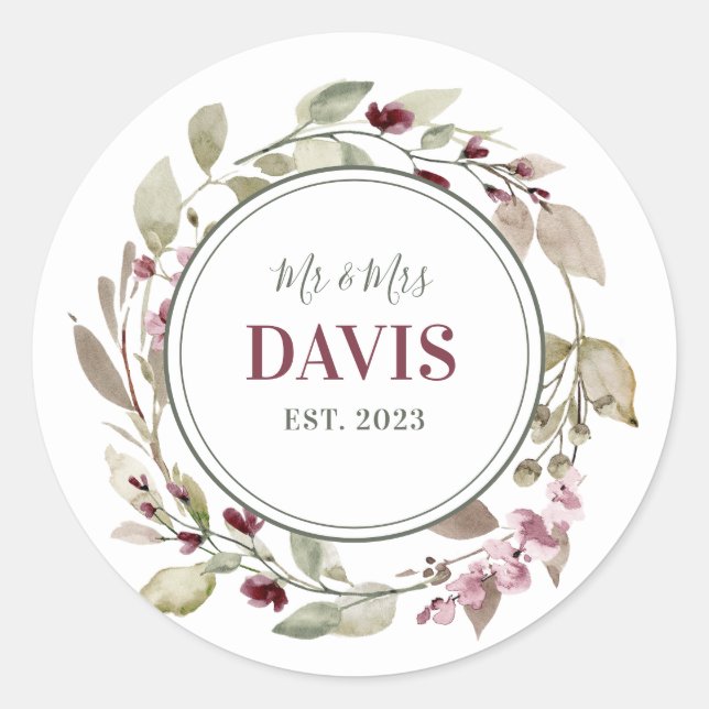 Personalisierte Hochzeitsticker Runder Aufkleber (Vorderseite)