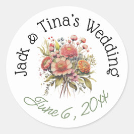 Personalisierte Hochzeitsticker Runder Aufkleber