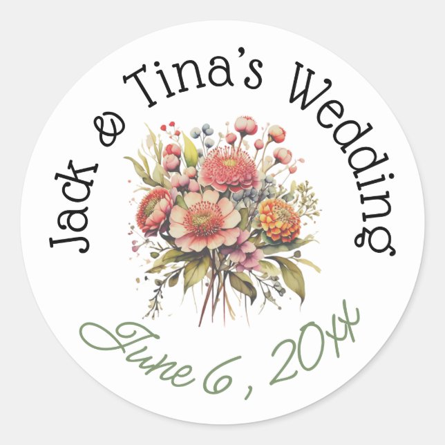 Personalisierte Hochzeitsticker Runder Aufkleber (Vorderseite)