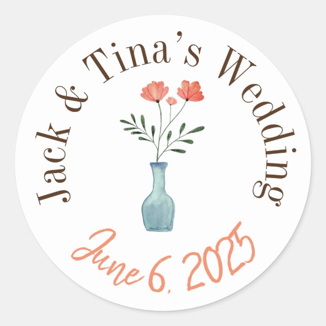 Personalisierte Hochzeitsticker Runder Aufkleber (Vorderseite)