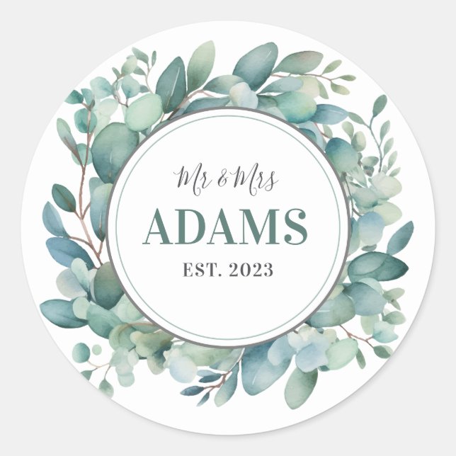 Personalisierte Hochzeitsticker Runder Aufkleber (Vorderseite)