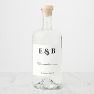 Personalisierte Hochzeitstil- und Datum-Tischnumme Alkoholflaschenetikett
