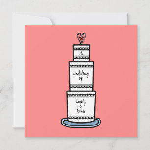 Personalisierte Hochzeitstorte-Illustration Hochze Einladung