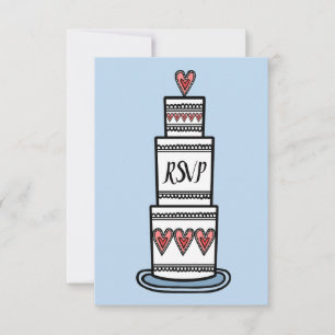 Personalisierte Hochzeitstorte Illustration RSVP Einladung