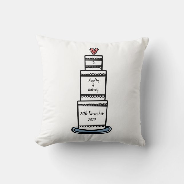 Personalisierte Hochzeitstorte Kissen (Vorderseite)