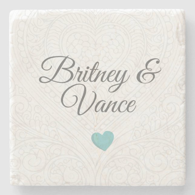 Personalisierte Hochzeitsuntersetzer Steinuntersetzer (Vorderseite)