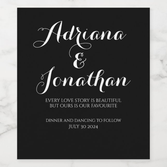 Personalisierte Hochzeitswein-Flasche mit Custom B Weinetikett (Einzelnes Label)