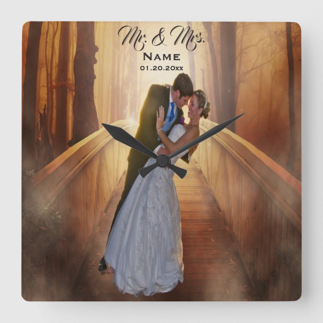 Personalisierte Hochzeitszeit Foto Uhr (Vorderseite)