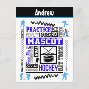 Personalisierte Hockey-Begriffe für Jungen in Blau Postkarte