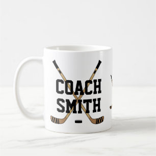 Personalisierte Hockey Coach Sticks und Puck Kaffeetasse