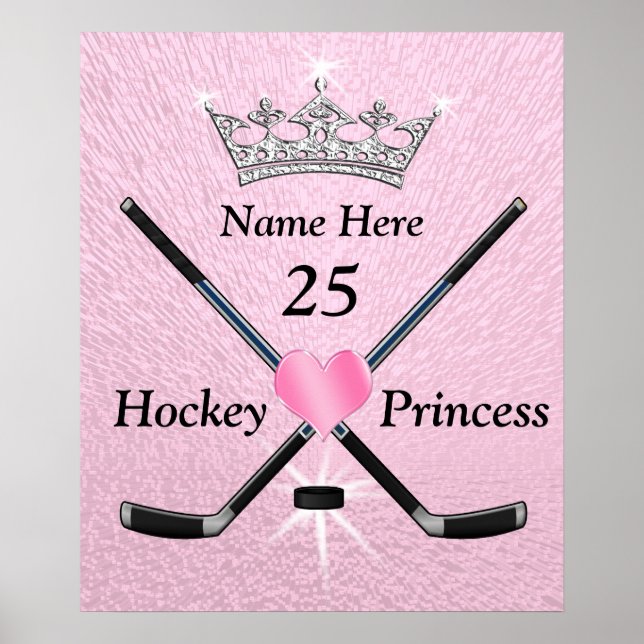 Personalisierte Hockey-Poster für Mädchen, Prinzes Poster (Vorne)