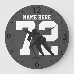 Personalisierte Hockey-Spieler-Namen-Zahl Große Wanduhr