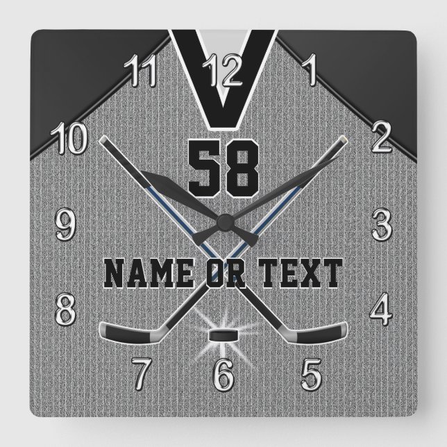 Personalisierte Hockey-Uhr-Geschenke für Quadratische Wanduhr (Vorderseite)