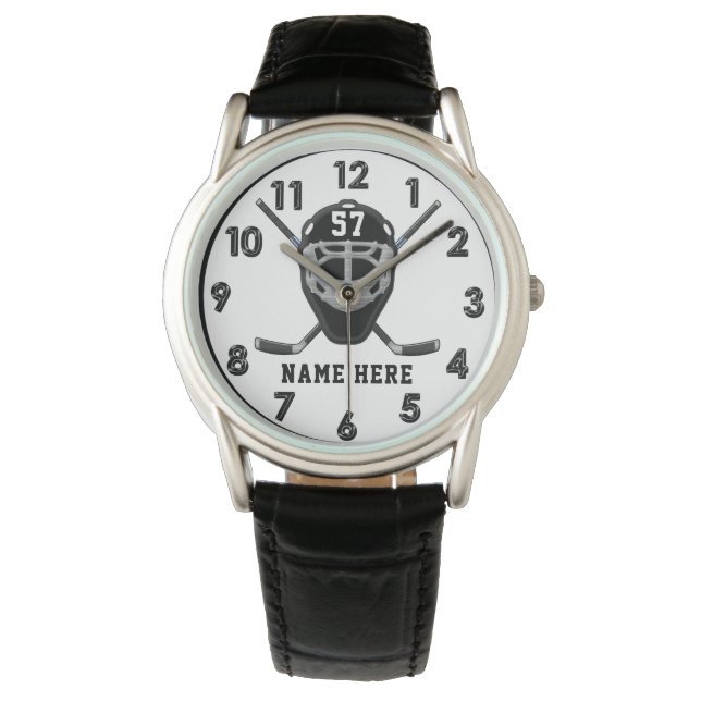 Personalisierte Hockeyuhren für Typ, Ihre FARBEN Armbanduhr (Vorderseite)