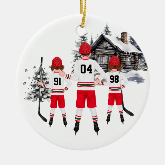 Personalisierte Hockeyverzierung Keramik Ornament (Vorne)