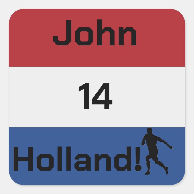 Personalisierte Holland-Flagge Fußball-Aufkleber Quadratischer Aufkleber (Vorderseite)