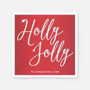 Personalisierte Holly Jolly Weihnachts-Papier-Serv Serviette