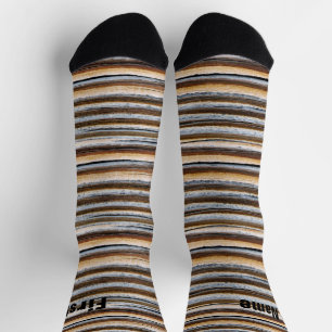 Personalisierte Holzkörner Streifen Socken