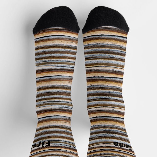 Personalisierte Holzkörner Streifen Socken (Oben)