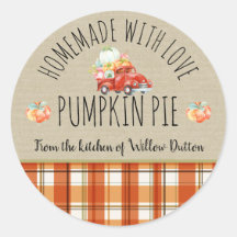 Personalisierte Homemade mit Liebe Pumpkin Sticker