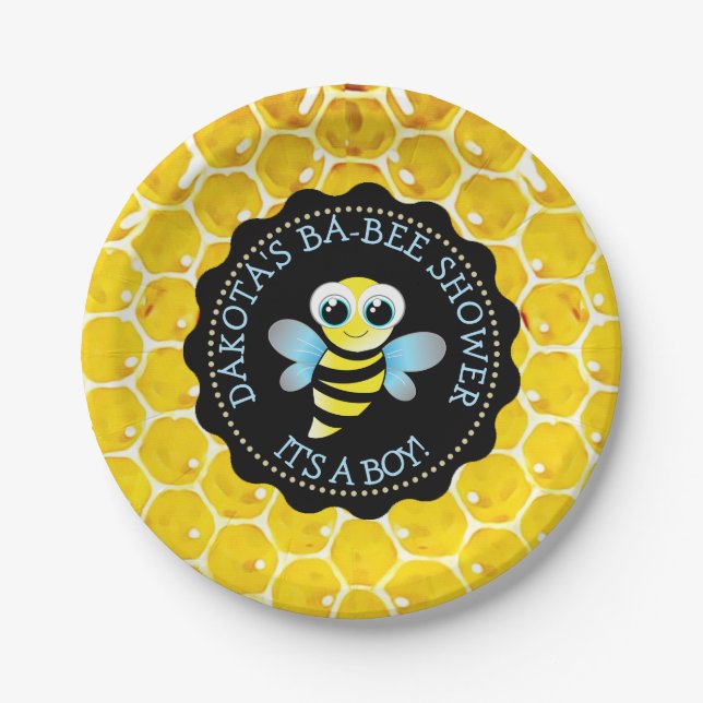 Personalisierte Honey Bee Baby Dusche Paper Teller (Vorderseite)