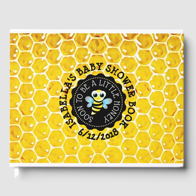 Personalisierte Honeybee Bumblebee Baby Shower Boo Gästebuch (Vorderseite)