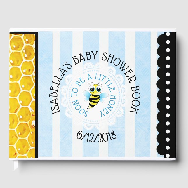 Personalisierte Honeybee Bumblebee Baby Shower Boo Gästebuch (Vorderseite)