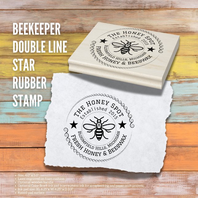 Personalisierte Honig-Etikett- und Packungs-Briefm Gummistempel (The Butterfly Studio
Beekeeper Double Line Star Rubber Stamp)
