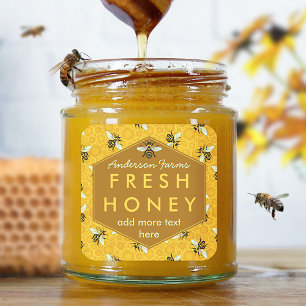 Personalisierte Honig-Jar-Label-Bienen und Honigwa Quadratischer Aufkleber