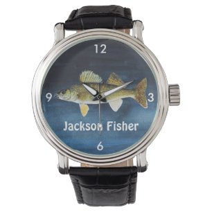 Personalisierte Hornhautflecke Pike auf Blau Armbanduhr