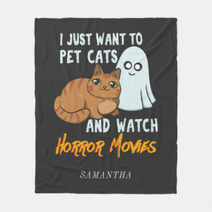 Personalisierte Horrorfilme schauen und Katzen str Fleecedecke