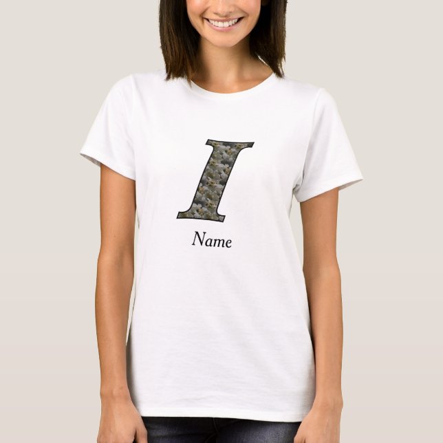 Personalisierte Hortensienblumen mit Monogramm Anf T-Shirt (Vorderseite)