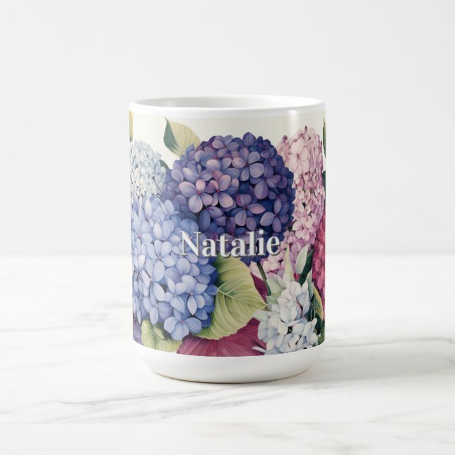 Personalisierte Hortensienblüten Kaffeetasse (Mittel)