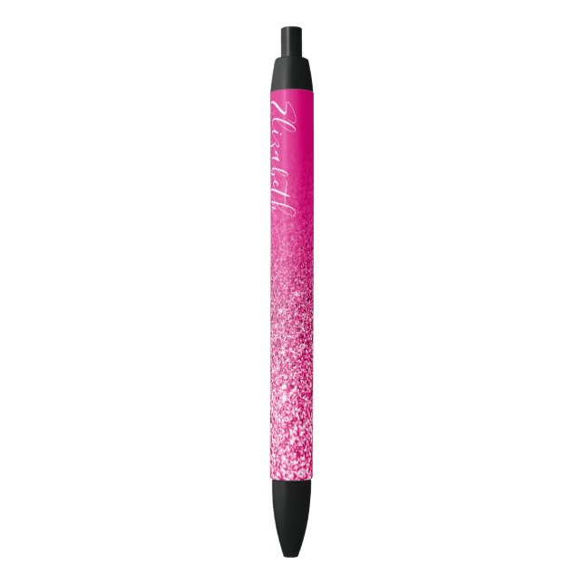 Personalisierte Hot Pink Imitate Glitzer Ombre Kugelschreiber (Vorderseite Vertikal)
