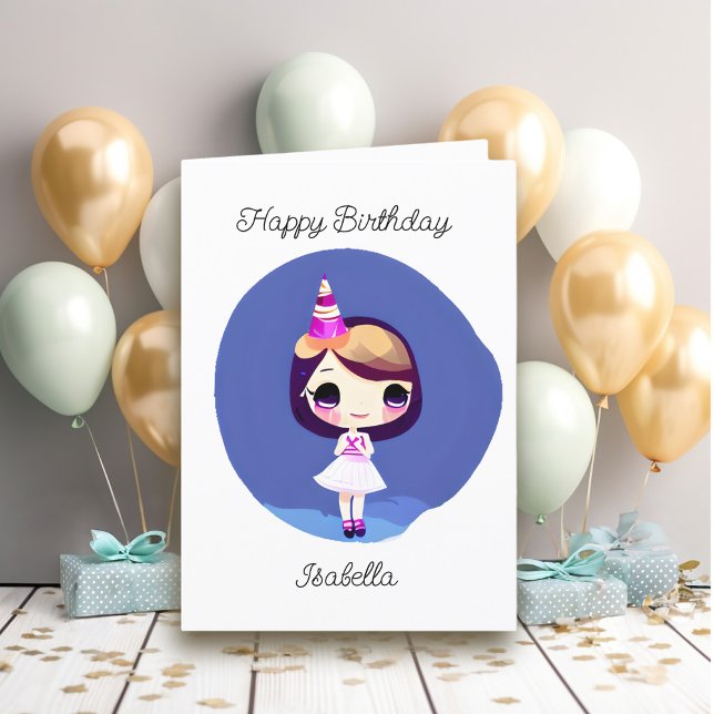 Personalisierte Hübsche Anime Birthday Girl Karte (Von Creator hochgeladen)